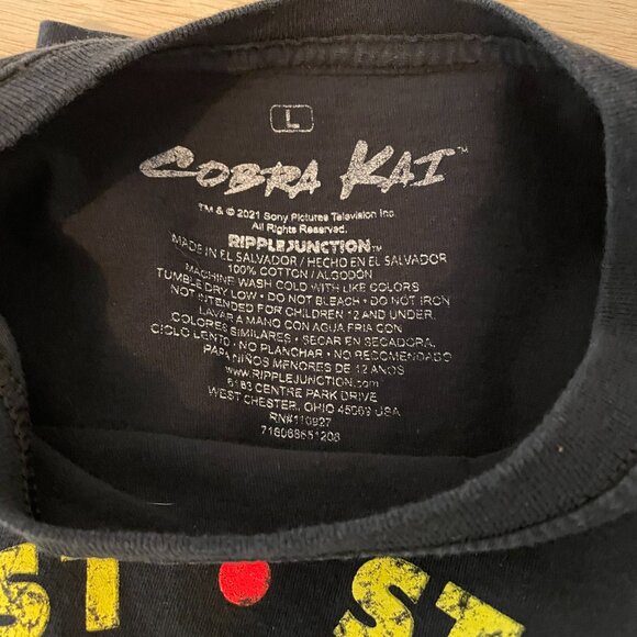 COBRA KAI Strike First Hard No Mercy T-Shirt Ripple Junction Mens Size Large - Picture 7 of 7